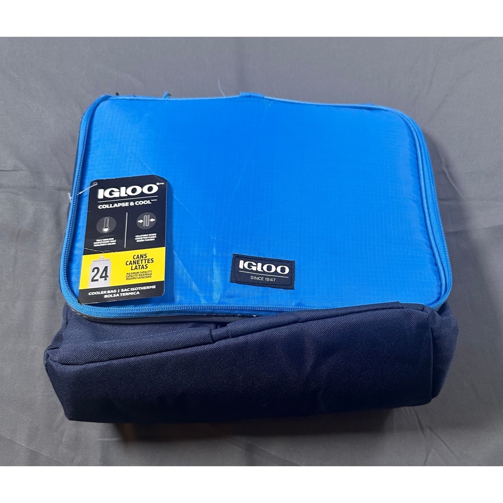 Igloo Collapse & Cool 24 Can Soft Sided Cooler Bag Blue 4903415 New